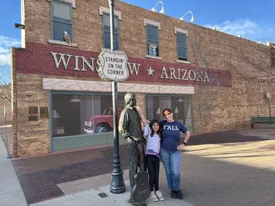 Melissa and Rosalie in Winslow, Arizona